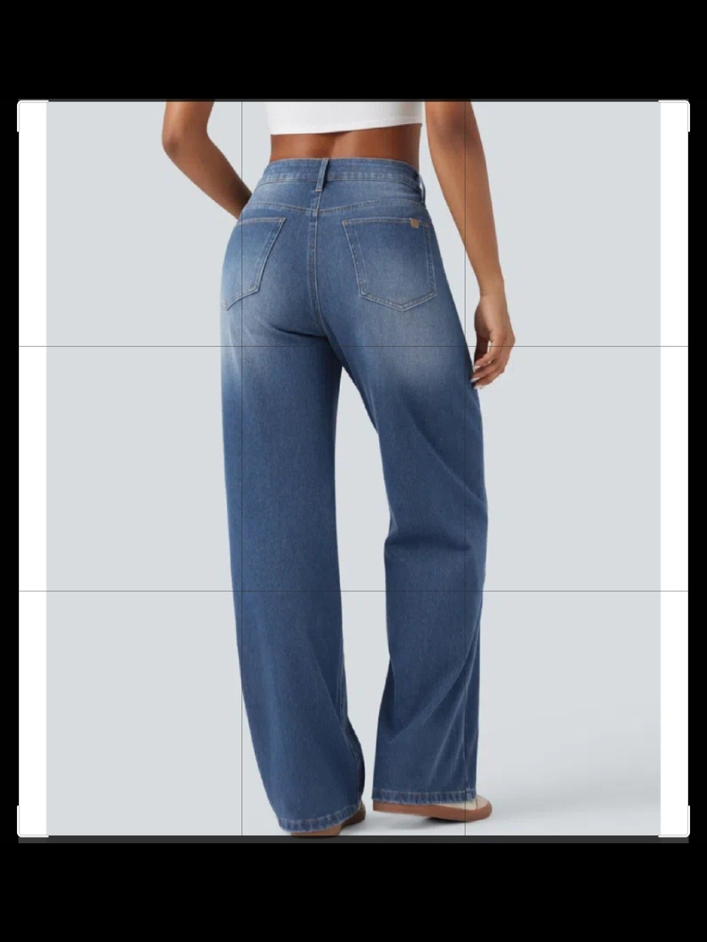 Wide Leg Blue Women's Jeans - Picture 4 of 10